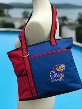 Kansas Jayhawks Embroidered Logo Game Day Carryall Tote Bag Purse Licensed